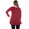 24seven Comfort Apparel Womens Flared Long Sleeve Plus Size Henley Tunic Top - 3 of 4