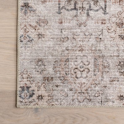 Red Medallion Synthetic Washable Non-slip 4' x 6' Area Rug