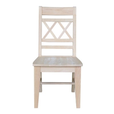 Unfinished Rubberwood High Cross Back Side Chair Set