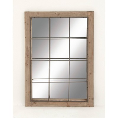 Industrial Wood Decorative Wall Mirror Brown - Olivia & May