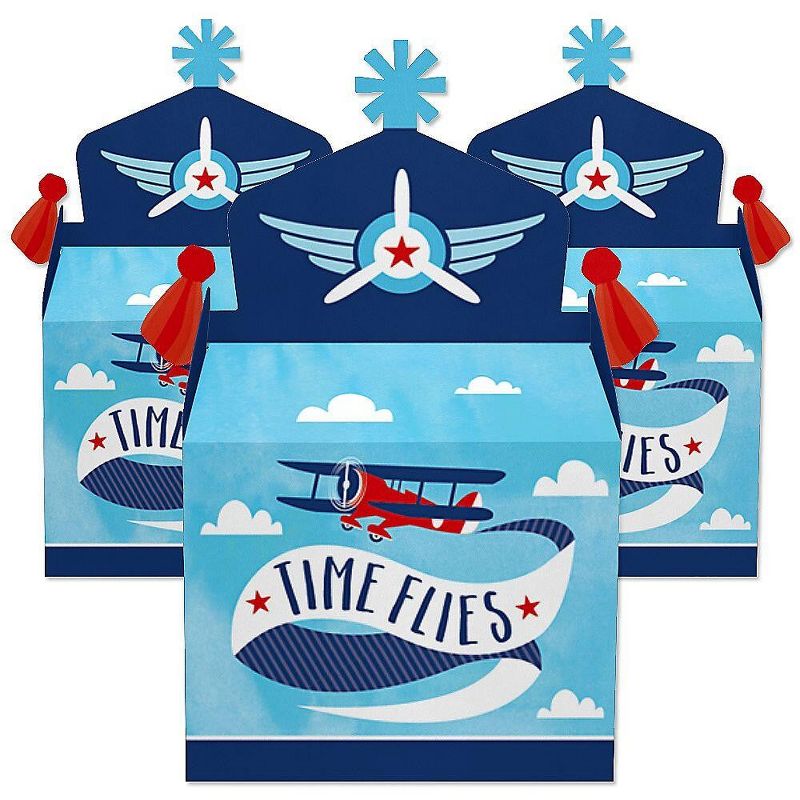 Big Dot of Happiness Taking Flight - Airplane - Treat Box Party Favors - Vintage Plane Baby Shower or Birthday Party Goodie Gable Boxes - Set of 12, 2 of 9