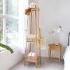 Artloge 3 Tier Free Standing Garment Organizer Natural Bamboo Coat Rack Corner Tall Garment Rack with 8 Hooks for Bedroom Living Room Entryway - 2 of 4
