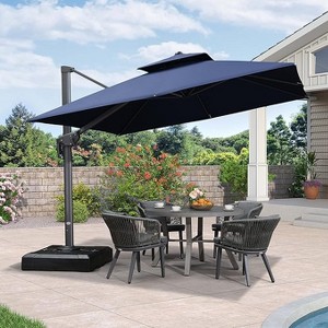 PURPLE LEAF 10ft Cantilever Outdoor Umbrella with Base Large Patio Hanging Double Top Square Offset Umbrella 360-degree Rotation - 1 of 4