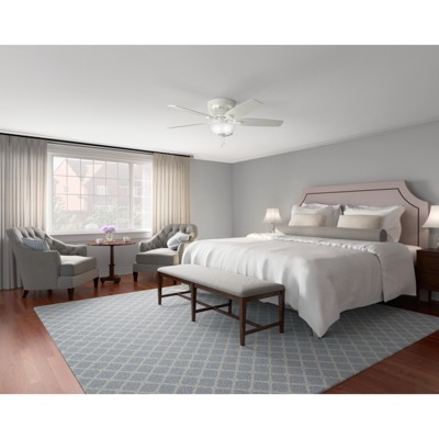 52'' Fresh White Low Profile Ceiling Fan with LED Light