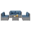 Celebalcony 5-piece silver rattan sofa seating set (with cushions) Navy Blue - 2 of 4