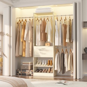 Besiost 8FT Closet Organizer with Extendable Hanging Rod, Wood Closet System with Drawer - 1 of 4