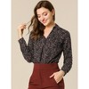 INSPIRE CHIC Women's V-neck Long Sleeve Floral Faux Pocket Blouse - 2 of 4