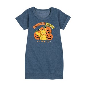 - Pokémon - Pumpkin Party Graphic Short Sleeve Fleece Dress - 1 of 4