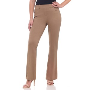 Rekkuna Women's Pull-On Bootcut Work Pants – Mid-Rise Stretch Office Slacks with Front Pockets and Belt Loops - 1 of 4