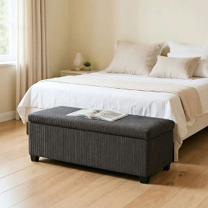 Resenkos 44" Corduroy Storage Ottoman - With Lid & Legs, End of Bed Bench for Living Room/Bedroom/Entryway, - 1 of 4