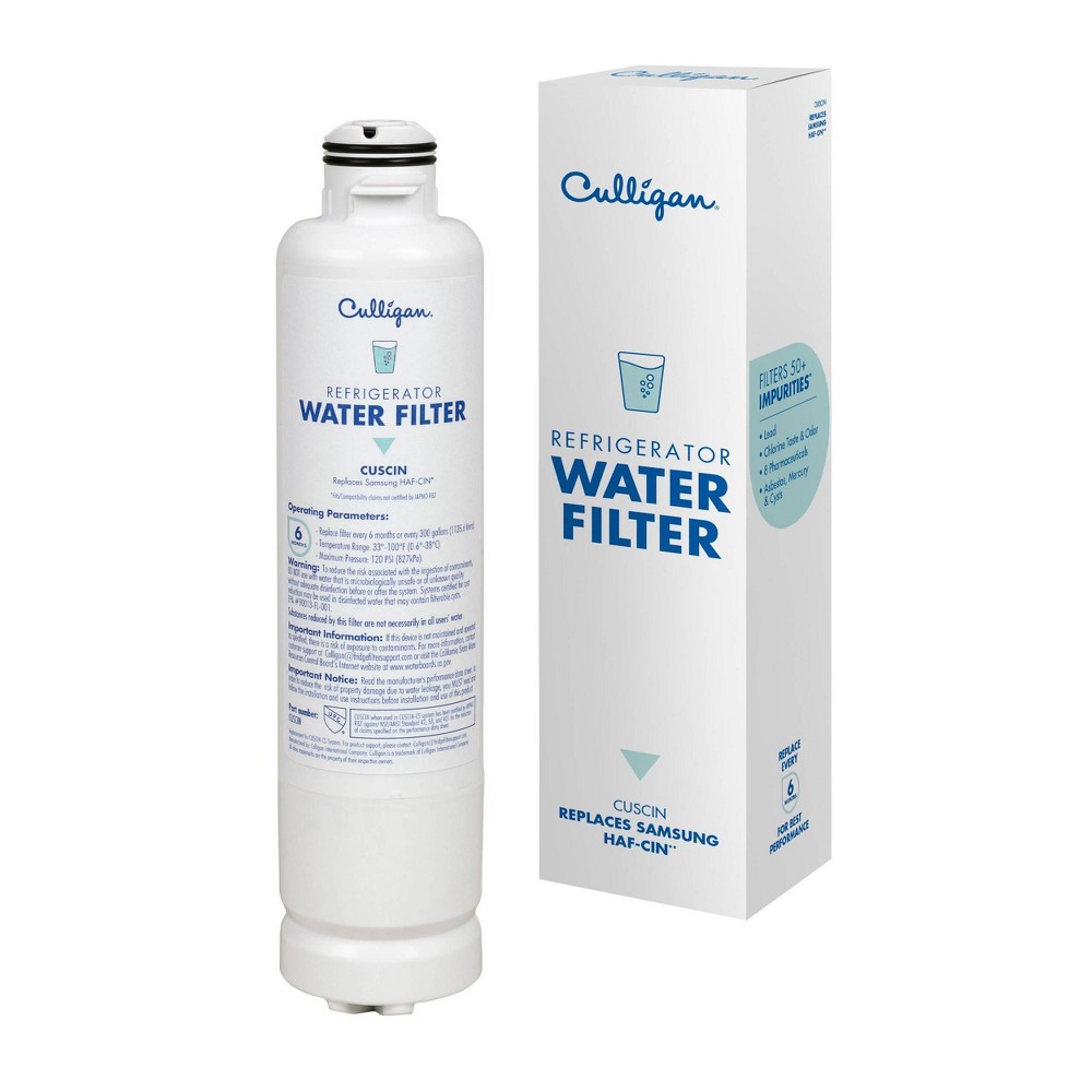 Culligan CUSCIN Replacement Samsung (HAF-CIN) Refrigerator Water Filter: Filters Odors, Lead, Chlorine, VOCs, Microplastics
