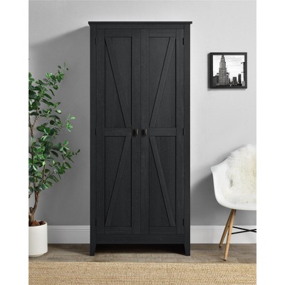 Black Oak Farmhouse Adjustable Shelving Storage Cabinet