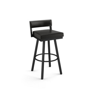 Amisco Travis Upholstered Counter Height Barstool Black: Faux Leather, Steel Frame, 26" Seat - 1 of 4