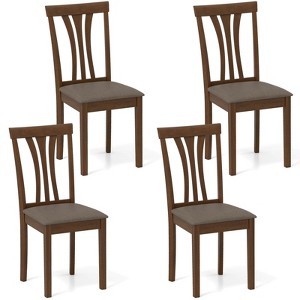Costway Dining Chairs Set of 2/4 Linen Fabric Dining Room Chairs with Hollowed Backrests - 1 of 4