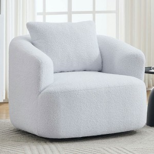 Resenkos 360 Swivel Accent Chair, Plush Teddy Fleece Upholstery with Included Pillow - No Assembly Required, - 1 of 4