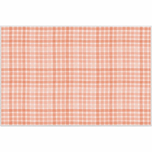 Crayola Solid Plaid Coral Accent Area Rug By Well Woven - image 1 of 4