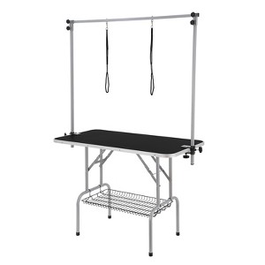 VEVOR Pet Grooming Table Two Arms with Clamp, 46'' Dog Grooming Station, Foldable Pets Grooming Stand, with Grooming Loop, Bearing 330lbs,Black - 1 of 4