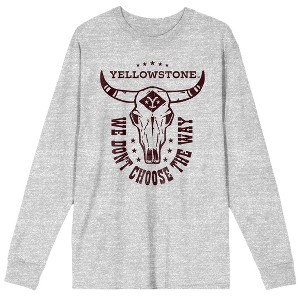 Yellowstone We Don't Choose The Way Crew Neck Long Sleeve Athletic Heather Men's Tee - 1 of 3