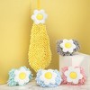REGALWOVEN Soft Absorbent Flower Pattern Chenille Hand Towel with Loop 6" x 15" 1 Pack - 3 of 4