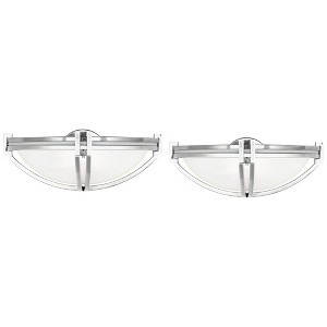 Possini Euro Design Deco Modern Wall Light Sconces Set of 2 Brushed Nickel Hardwire 13 3/4" Fixture Marbleized Glass for Bedroom Bathroom Vanity House - 1 of 4