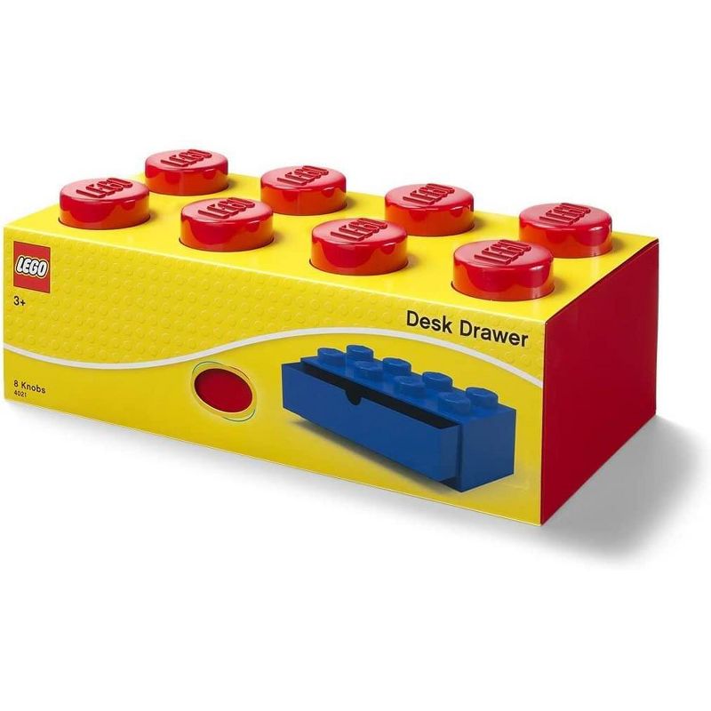 Room Copenhagen LEGO Desk Drawer 8 Knobs Stackable Storage Box | Red, 2 of 4