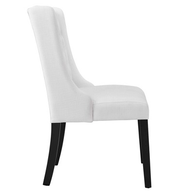 White Upholstered Leather Parsons Side Chair with Wood Frame