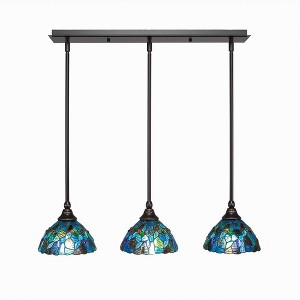 Toltec Lighting Any 3 - Light Chandelier in  Dark Granite with 7" Blue Mosaic Art Glass Shade - 1 of 1