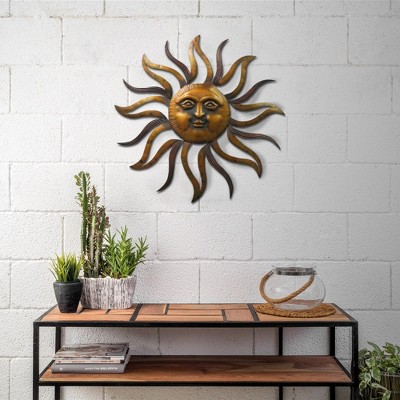 Royal Hampton 35 Inch Round Wall Mounted Sun Face Accent Decor with Carved Details