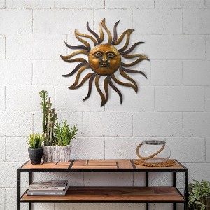Royal Hampton 35 Inch Round Wall Mounted Sun Face Accent Decor with Carved Details - 1 of 4