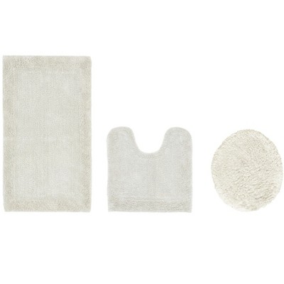 Edge Bath Rug 100% Premium Cotton Ultra-Soft Water Absorbent Tufted Solid Reversible 3 Piece Bathroom Rug Set for Machine Washable Bathmat