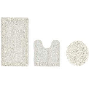 Edge Bath Rug 100% Premium Cotton Ultra-Soft Water Absorbent Tufted Solid Reversible 3 Piece Bathroom Rug Set for Machine Washable Bathmat - 1 of 4