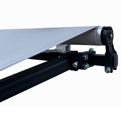 Silver Gray 10 x 8 ft Retractable Patio Awning with Black Frame