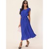 Seta T Women's Casual Ruffle Sleeveless Crewneck Pleated Flowy Belted Midi Sundresses - 3 of 4