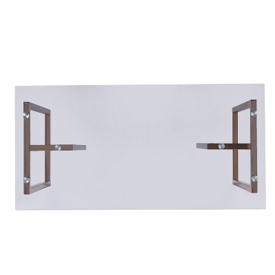 Champagne Glass Top Writing Desk with Metal Frame