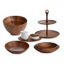 Nambe Skye Acacia Wood Centerpiece Bowl, Decorative Wood Fruit Display Bowl for Table & Kitchen Counter Decor,15 Inch - 4 of 4