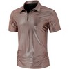 Mens Shirt Zip Polo Shirts Short Sleeve Shiny Shirt Outfits Party Costume Top - 2 of 4