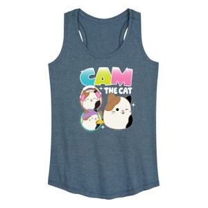 Women's Squishmallows Cam The Cat Graphic Racerback Tank - Heather Blue - 1X - 1 of 4