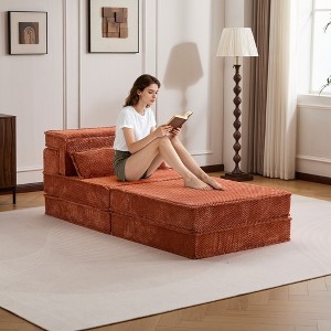 Whisen Modern Compression Loveseat, Convertible Floor Sofa Bed,DIY Boneless Modular Sectional Couch, No Assembly Required - 1 of 4