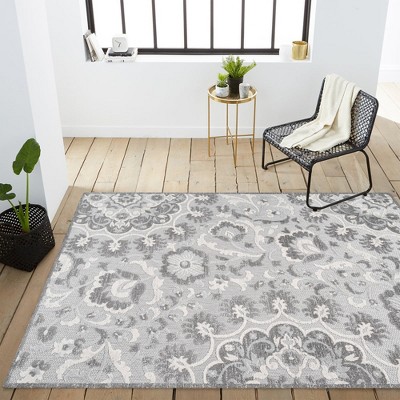 Modern Moroccan Medallion 4' x 6' Gray Synthetic Area Rug