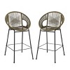 42''H Outdoor Armless Height Bar Stools Set of 2,Wicker Patio Barstool with Footrest,Metal Woven Back Bar Chairs for Garden,Balcony-Coolbibila - 2 of 4