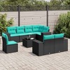 vidaXL 9 Piece Patio Sofa Set with Cushions Black Poly Rattan - 2 of 4