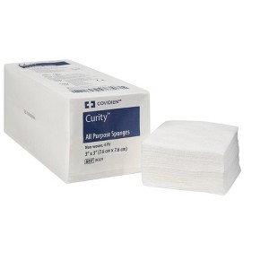 Curity All-Purpose Gauze Sponge, Non-Woven, 3 in x 3 in, 200 per Pack, 20 Packs, 4000 Total - 1 of 3