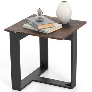 Tangkula End Table Industrial Sofa Side Table w/ Metal Frame for Small SpaceBedroom - 1 of 4