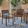 Set of 2 Rustic Acacia Wood Outdoor Dining Chairs, Teak Finish with Slat Panel Design, Weather-Resistant & Stylish Seating-Coolbibila - 3 of 4