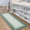 Large Accent Rug 10x13 - Modern Bordered Washable Indoor Carpet with Non-Slip Backing, Green - 4 of 4