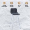 LeisureMod Elland 41" Upholstered Leather Bar Stool with Iron Legs - Modern White Base and Footrest Counter Height Stool for Kitchen and Bar, Set of 2 - 4 of 4