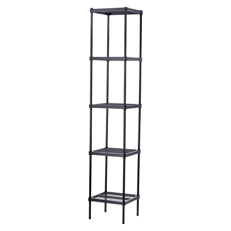 Design Ideas MeshWorks 5 Tier Full Size Metal Storage Shelving Unit Tower for Kitchen, Office, or Garage Organization, 13.8” x 13.8” x 70.9”, Black, 1 of 7