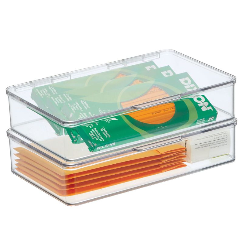 mDesign Plastic Home Office Storage Organizer Bin Box, 2 Pack, 1 of 9
