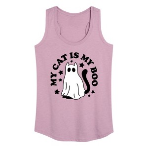 Women's - Instant Message - My Cat Is My Boo Graphic Racerback Tank - 1 of 4