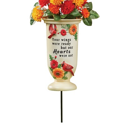 Collections Etc Cardinal & Flower Memorial Poem Vase Garden Stake